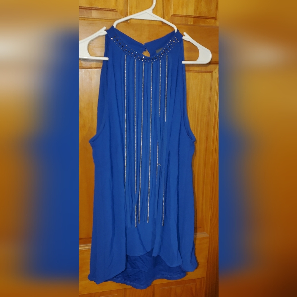 Vintage Plus size sleeveless rhinestone fringe  blouse